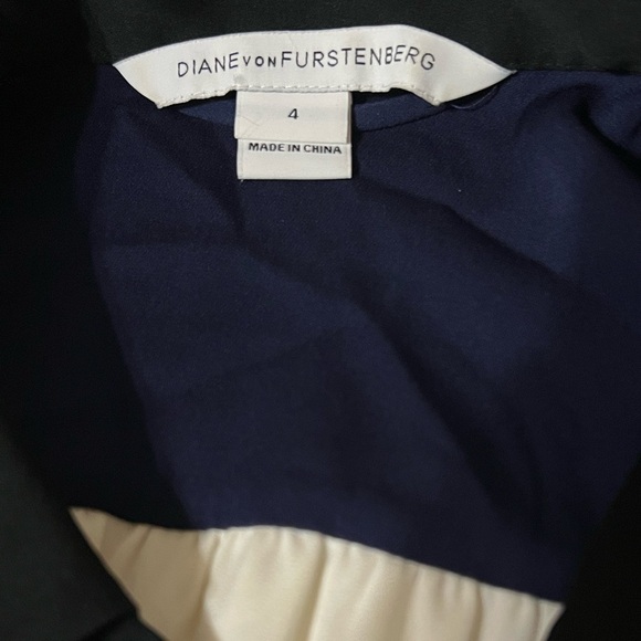 Diane Von Furstenberg Billie Silk Color Block Shirt Dress Size 4 - Picture 4 of 5